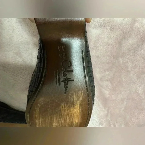 Cole Haan Black Leather Basket Weave Tassel Loafers Size 9 1/2AA Narrow - Picture 8 of 9